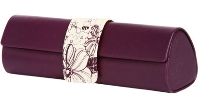 Angle of Floral Reading Glasses Case #1010 in Purple, Women's and Men's  
