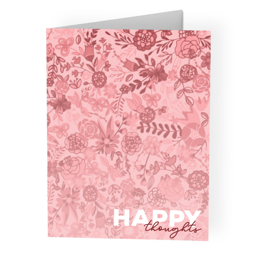 Happy thoughts pink floral greeting card