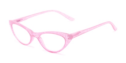 Angle of The Ada in Clear Pink, Women's Cat Eye Reading Glasses