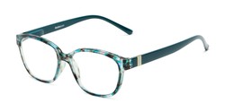 Angle of The Adele in Tortoise/Teal Blue, Women's Retro Square Reading Glasses