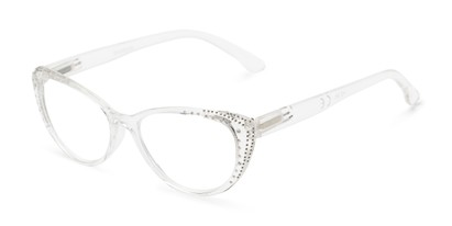 Angle of The Adeline in Clear, Women's Cat Eye Reading Glasses