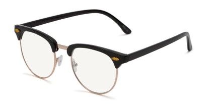 Angle of The Adrian Computer Reader in Black with Light Yellow, Women's and Men's Browline Reading Glasses