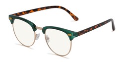 Angle of The Adrian Computer Reader in Green/Tortoise with Light Yellow, Women's and Men's Browline Reading Glasses