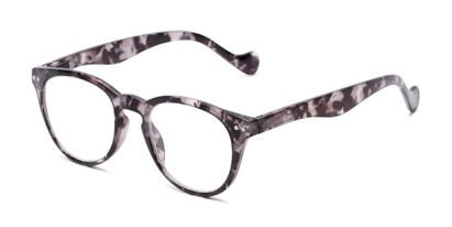 Angle of The Agnes in Grey Tortoise, Women's and Men's Round Reading Glasses