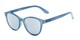 Angle of The Aria Reading Sunglasses in Blue with Silver Mirror, Women's Cat Eye Reading Sunglasses