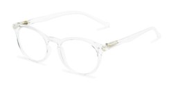 Angle of The Arlo in Clear, Women's and Men's Round Reading Glasses