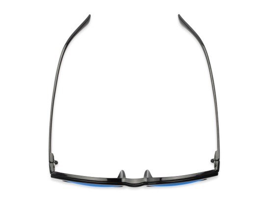 Overhead of The Arrow Magnetic Reading Sunglasses in Black with Blue Mirror