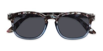 Folded of The Avenue Reading Sunglasses in Tortoise/Blue Fade with Smoke