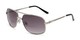 Angle of The Axel Bifocal Reading Sunglasses in Silver with Smoke, Women's and Men's Aviator Reading Sunglasses