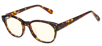 Angle of The College Blue Light Blocking Reader in Brown Tortoise, Women's and Men's Oval Reading Glasses