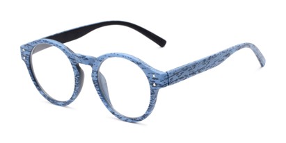 Angle of The Bakersfield in Blue/Black, Women's and Men's Round Reading Glasses