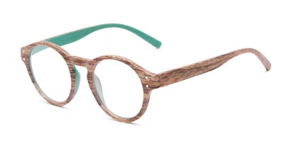 Angle of The Bakersfield in Brown/Green, Women's and Men's Round Reading Glasses