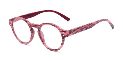 Angle of The Bakersfield in Red/Pink, Women's and Men's Round Reading Glasses