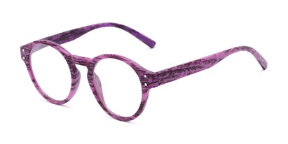 Angle of The Bakersfield in Purple, Women's and Men's Round Reading Glasses