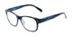Angle of The Bates in Black/Blue Stripes, Women's and Men's Retro Square Reading Glasses