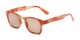 Angle of The Beacon Reading Sunglasses in Orange/White Stripes with Amber, Women's and Men's Retro Square Reading Sunglasses
