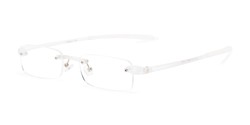 Angle of The Beau in White, Women's and Men's Rectangle Reading Glasses