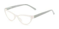 Angle of The Belinda in White/Grey, Women's Cat Eye Reading Glasses