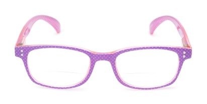 Front of The Betsy Bifocal in Purple Dot with Pink