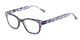 Angle of The Blanche in Purple Patterned, Women's Retro Square Reading Glasses