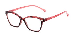 Angle of The Blush in Red, Women's Cat Eye Reading Glasses