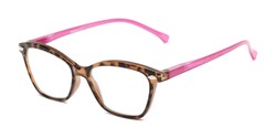Angle of The Blush in Tortoise/Pink, Women's Cat Eye Reading Glasses
