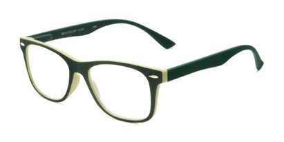 Angle of The Booker in Green/Olive, Women's and Men's Retro Square Reading Glasses