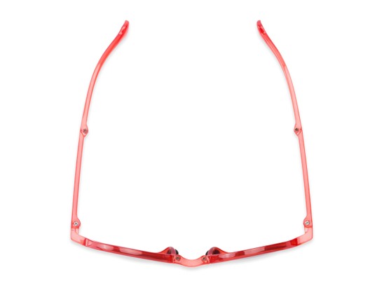 Overhead of The Brayton Folding Reading Sunglasses in Red with Smoke