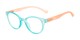 Angle of The Breeze in Aqua Blue/Living Coral, Women's Round Reading Glasses