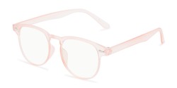 Angle of The Brick Computer Reader in Pink with Light Yellow, Women's and Men's Browline Reading Glasses