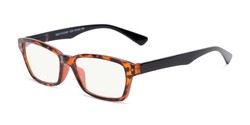 Angle of The Brody Computer Reader in Brown Tortoise/Black , Women's and Men's Rectangle Reading Glasses