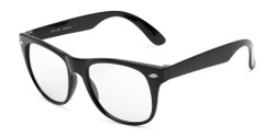 Angle of The Buddy Unmagnified Blue Light Glasses in Black with Yellow, Women's and Men's Retro Square Reading Glasses