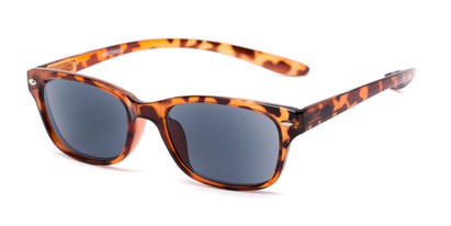 Angle of The Cabo Hanging Reading Sunglasses in Tortoise with Smoke, Women's and Men's Retro Square Reading Sunglasses