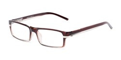Angle of The Cambridge in Brown/Clear, Women's and Men's Rectangle Reading Glasses