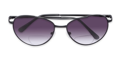 Folded of The Caribbean Bifocal Reading Sunglasses in Black with Smoke
