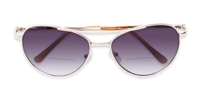 Folded of The Caribbean Bifocal Reading Sunglasses in Gold with Smoke