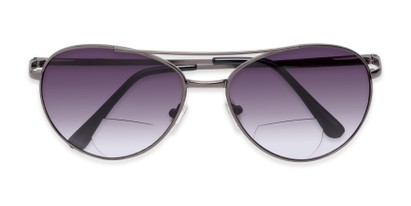 Folded of The Caribbean Bifocal Reading Sunglasses in Grey with Smoke