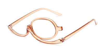 Angle of The Carrie Makeup Reader in Light Brown, Women's Round Reading Glasses