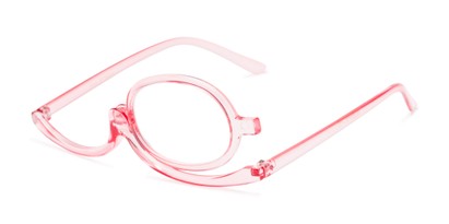 Angle of The Carrie Makeup Reader in Pink, Women's Round Reading Glasses