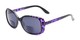 Angle of The Cassia Bifocal Reading Sunglasses in Purple Leopard with Smoke, Women's Square Reading Sunglasses