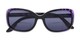 Folded of The Cassia Bifocal Reading Sunglasses in Purple Leopard with Smoke