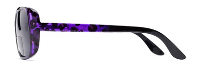 Side of The Cassia Bifocal Reading Sunglasses in Purple Leopard with Smoke