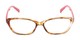 Front of The Catherine in Brown Tortoise/Red