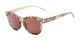 Angle of The Celine Reading Sunglasses in Tan with Amber, Women's Cat Eye Reading Sunglasses