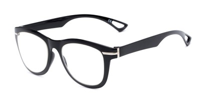 Angle of The Cerise Flexible Reader in Black, Women's and Men's Retro Square Reading Glasses