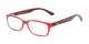Angle of The Charlie Recycled Wood Reader in Red/Wood Temples, Women's and Men's Rectangle Reading Glasses