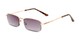 Angle of The Cinder Reading Sunglasses in Gold with Smoke, Women's and Men's Rectangle Reading Sunglasses