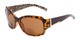 Angle of The Cleo Bifocal Reading Sunglasses in Tortoise/Brown Leopard with Amber, Women's and Men's Square Reading Sunglasses