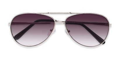 Folded of The Conrad Reading Sunglasses in Silver with Smoke
