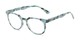 Angle of The Corwin in Blue Marble, Women's and Men's Round Reading Glasses